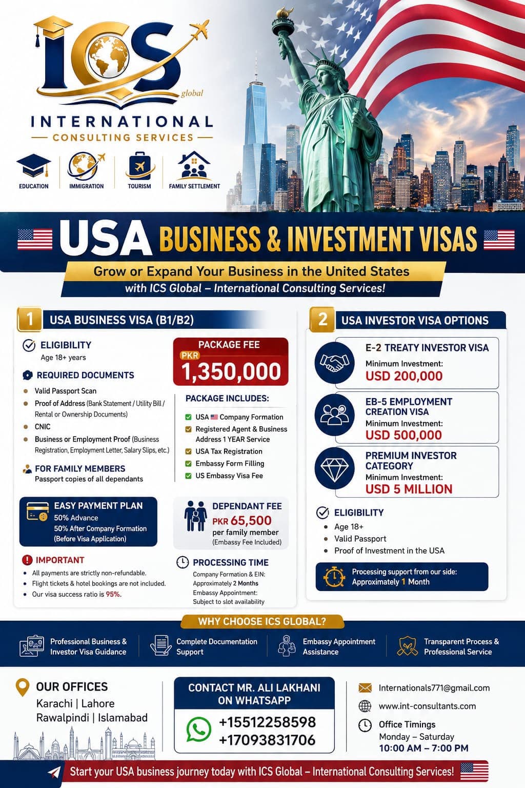 GET YOUR DREAM USA BUSINESS & INVESTMENT VISAS BY ICS — photo 1 of 2