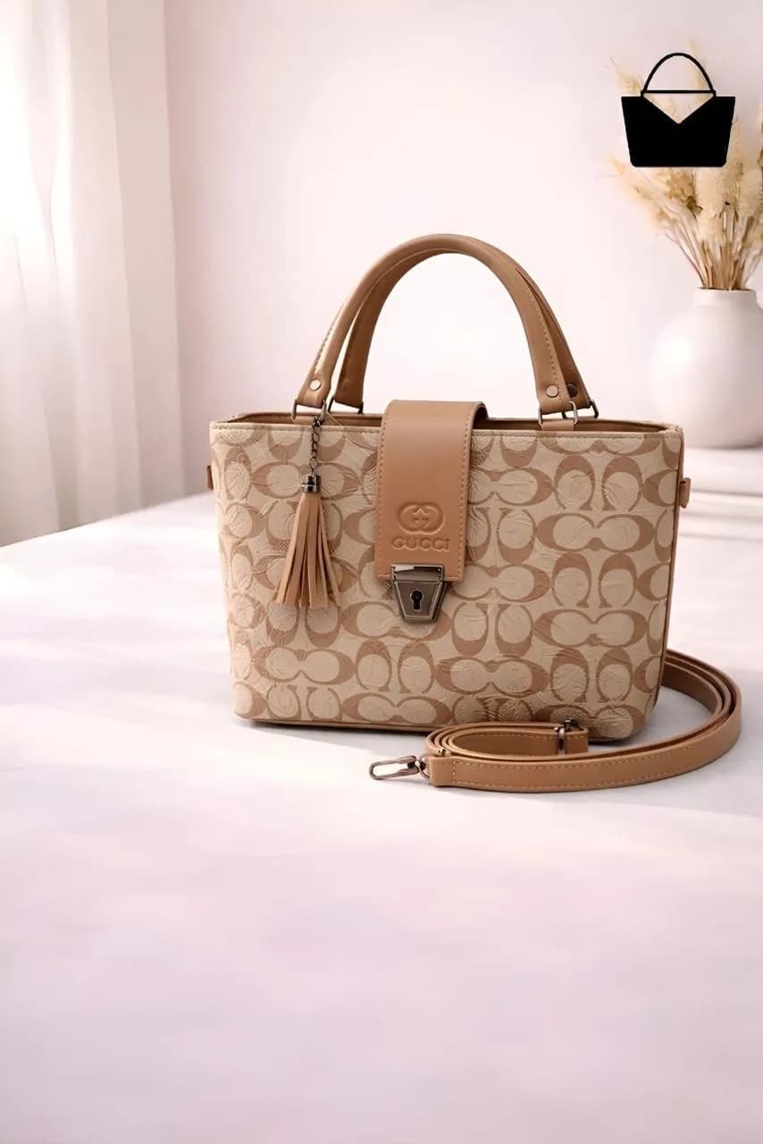 Classic Beige Monogram Tote Bag for Women | Elegant Handbag — photo 1 of 1