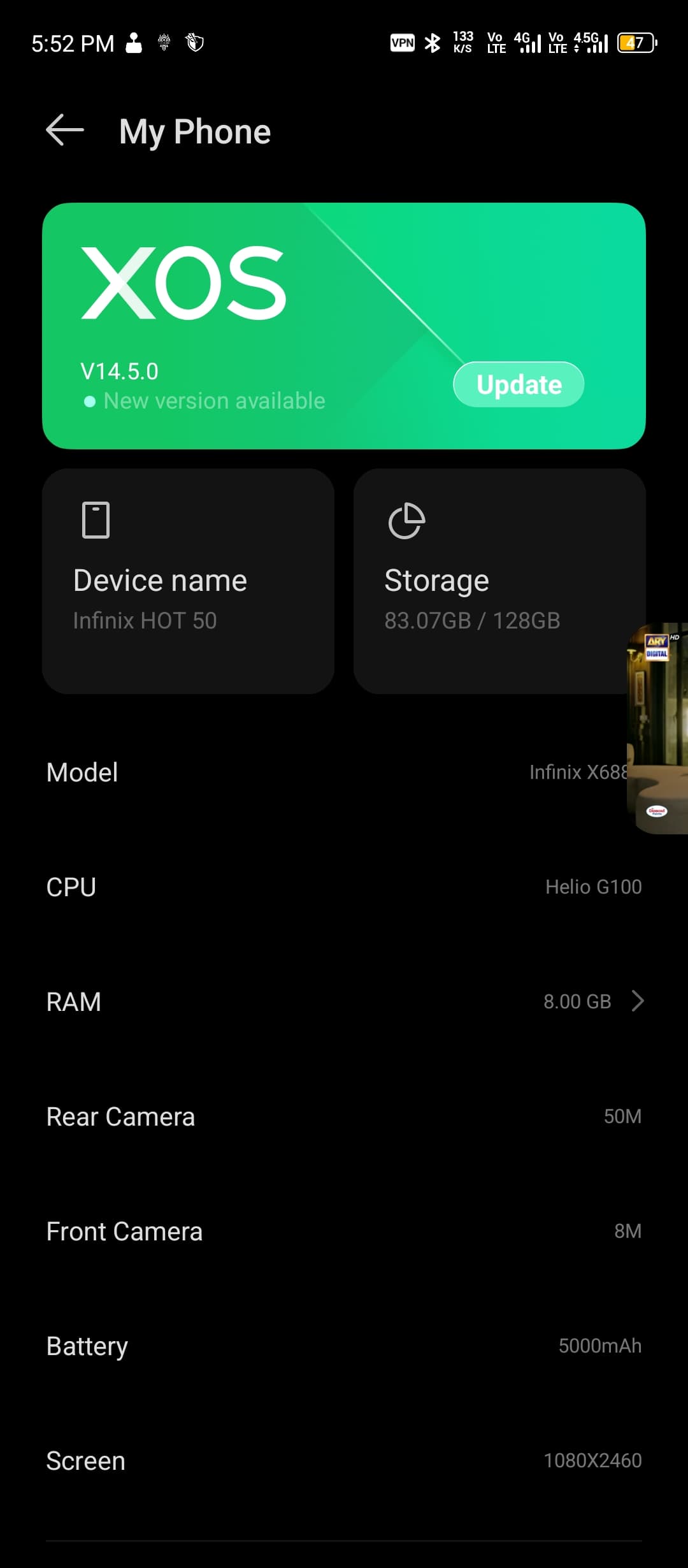 Infinix hot50 8 128 10/10conditon — photo 1 of 1