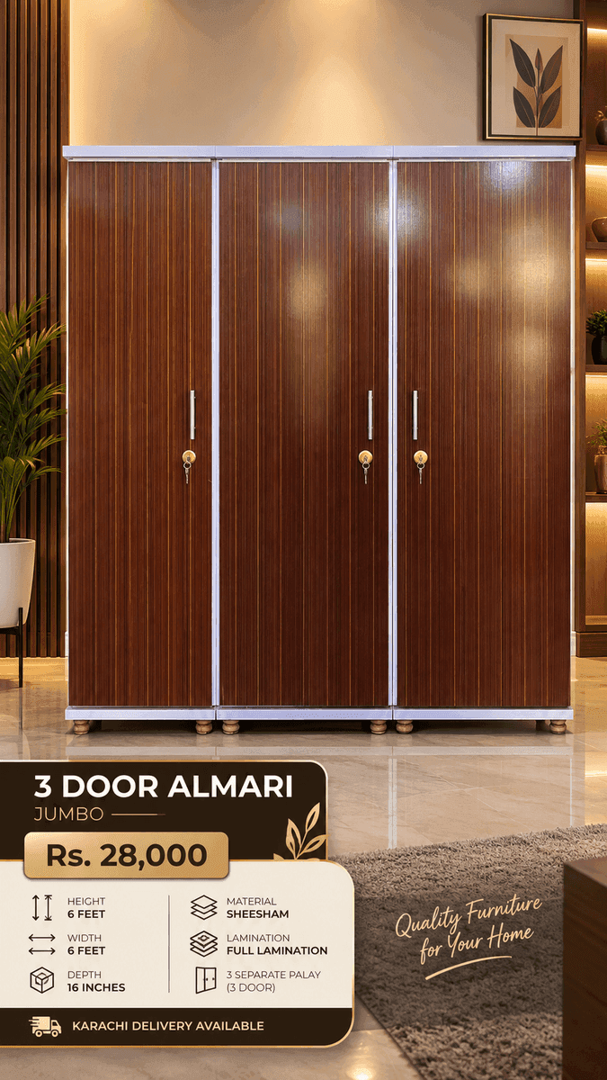 ✨ Jumbo 3 Door Laal Dhari Almari | 6x6 Feet — photo 1 of 10