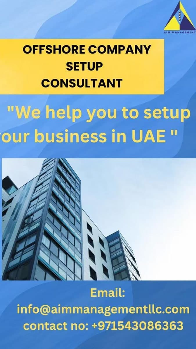 USD2100 UAE OFFSHORE COMPANY LICENSE AND GUARANTEE BANK ACCOUNT ASSISTANCE