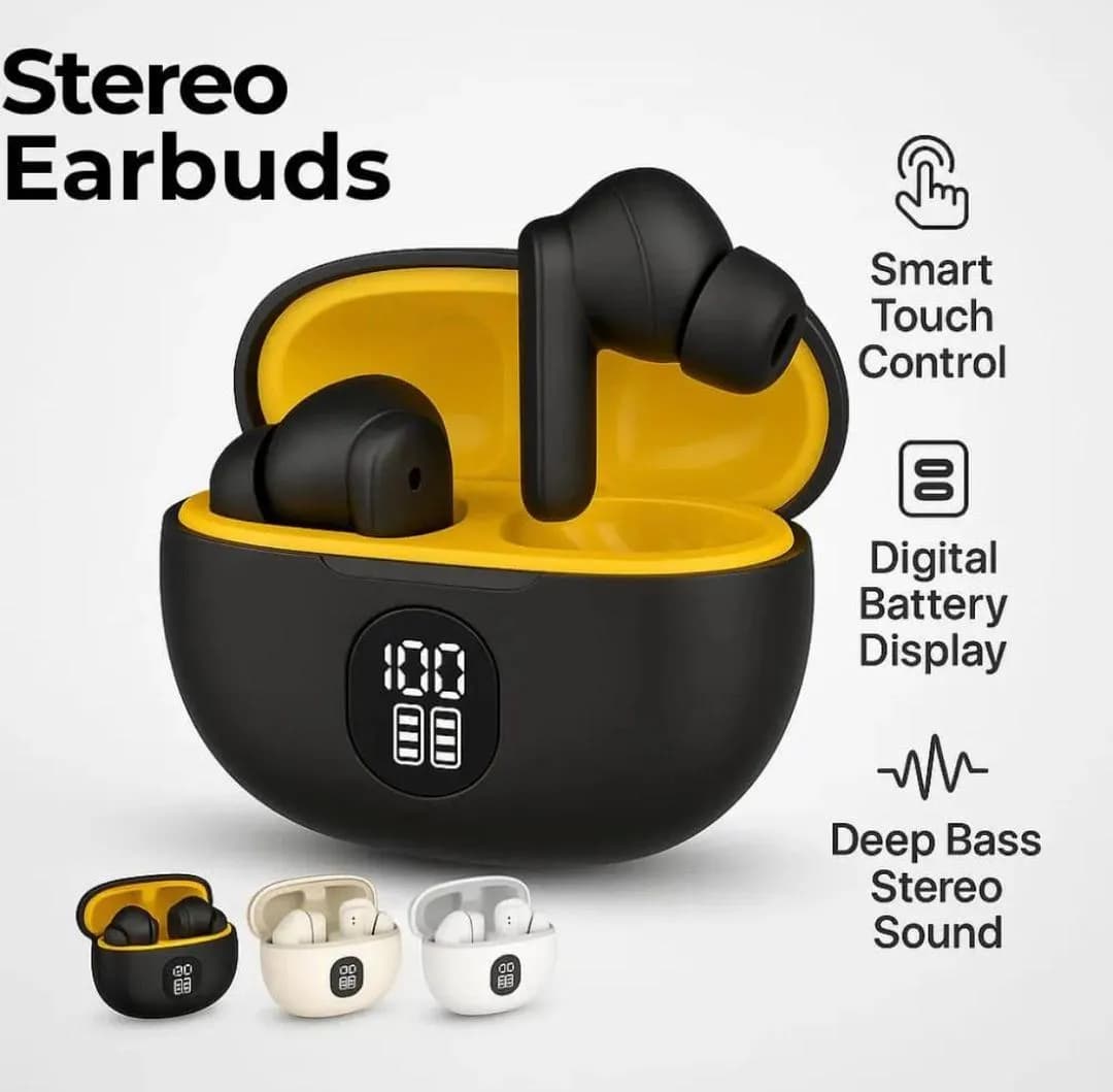 Premium Wireless Earbuds Black Yellow — photo 1 of 3