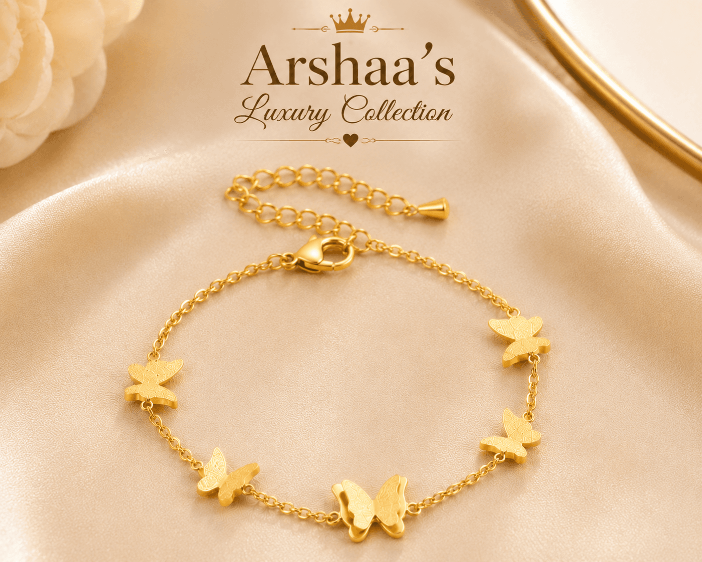 Gold Plated Butterfly Charm Bracelet for Women | Elegant Adjustable Chain Bracelet