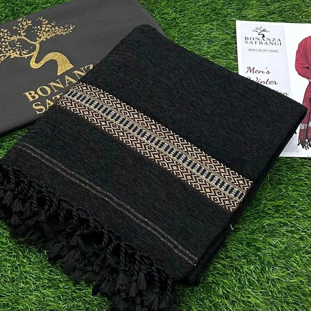 men's velvet Shawl Black 🖤Geometric pattern 3 Yard — photo 1 of 2